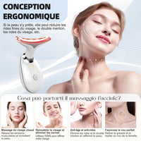 Appareil Anti Rides Visage, 3 Modes EMS Appareil de Gua Sha Visage, Appareil de Massage Visage 7 Couleurs, Chauffable 45°C Guasha Pour Visage Instrument, Double Menton Raffermissant et Liftant