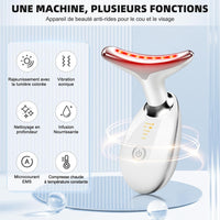 Appareil Anti Rides Visage, 3 Modes EMS Appareil de Gua Sha Visage, Appareil de Massage Visage 7 Couleurs, Chauffable 45°C Guasha Pour Visage Instrument, Double Menton Raffermissant et Liftant